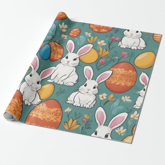 Trendy Bunny Paasfeest Collectie Cadeaupapier (Uitgerold)