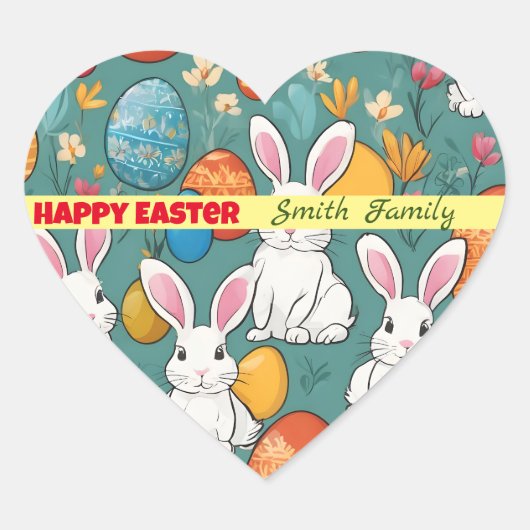 Trendy Bunny Paasfeest Collectie Hart Sticker (Voorkant)
