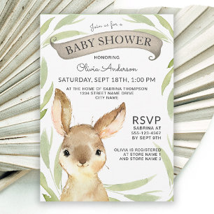 Trendy Bunny Rabbit Theme Baby shower Kaart