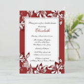 Trendy Burgundy Floral Bridal Shower Kaart (Staand voorkant)