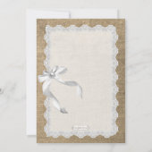 Trendy Burlap Lace en Pearls Wedding Invite Kaart (Achterkant)