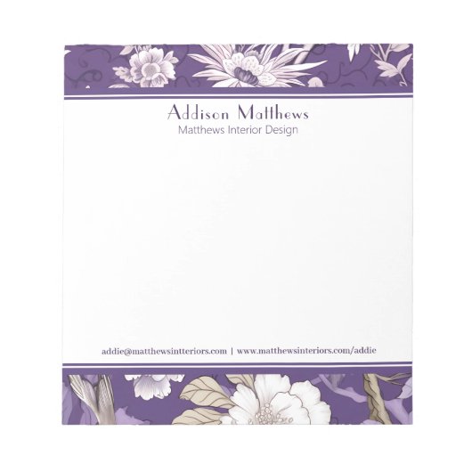 Trendy Business gepersonaliseerd Paarse Bloemen To Notitieblok (Voorkant)