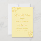 Trendy Butter Yellow Elegant Wedding Save The Date (Voorkant)