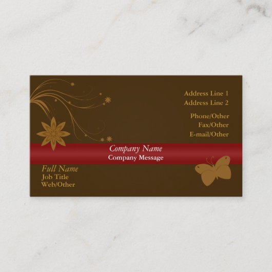 Trendy Butterfly & Flowers Business Card Template Visitekaartje (Voorkant)