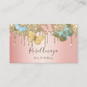 Trendy Butterfly Gold Glitter Roze Schoonheid Indu Visitekaartje (Voorkant)