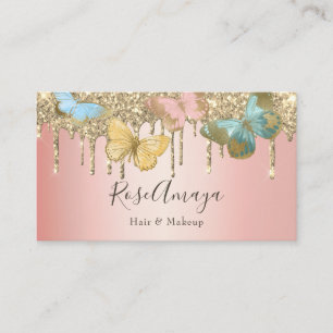 Trendy Butterfly Gold Glitter Roze Schoonheid Indu Visitekaartje