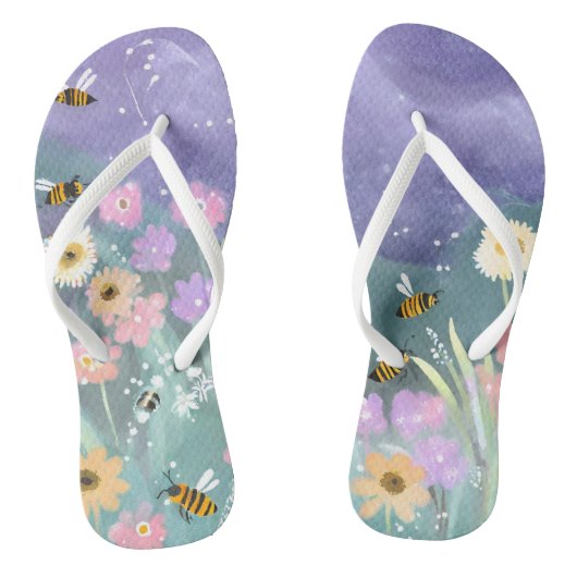 Trendy Buzzing Bees Garden Delight Teenslippers (Voetbed)