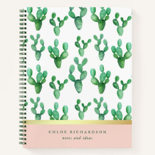 Trendy Cactus   Patroon met zwarte en zwarte goude Notitieboek