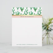 Trendy Cactus | Patroon met zwarte en zwarte tinte Briefhoofd (Staand voorkant)