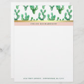 Trendy Cactus | Patroon met zwarte en zwarte tinte Briefhoofd (Voorkant / Achterkant)