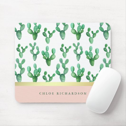 Trendy Cactus | Patroon met zwarte en zwarte tinte Muismat (Met muis)