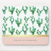 Trendy Cactus | Patroon met zwarte en zwarte tinte Muismat (Voorkant)