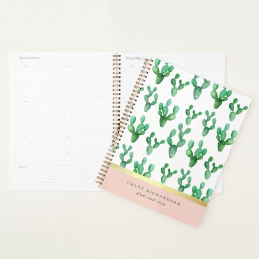 Trendy Cactus | Patroon met zwarte en zwarte tinte Planner (Display)