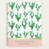 Trendy Cactus | Patroon met zwarte en zwarte tinte Planner (Voorkant)