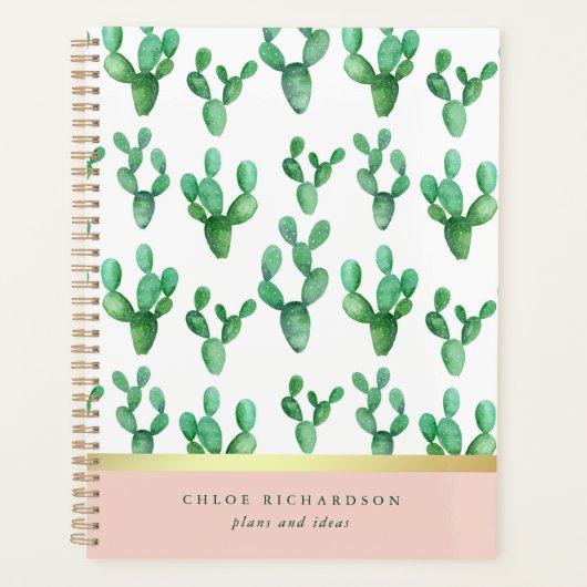 Trendy Cactus | Patroon met zwarte en zwarte tinte Planner (Voorkant)