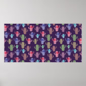 Trendy cactus waterverf tekening naadloos patroon poster (Voorkant)