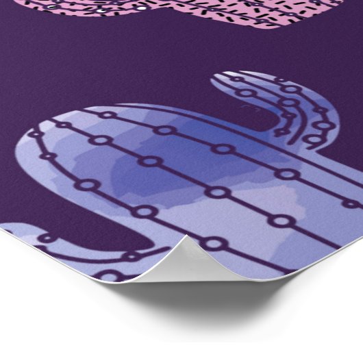 Trendy cactus waterverf tekening naadloos patroon poster (Hoek)