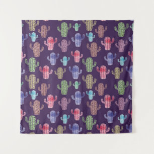 Trendy cactus waterverf tekening naadloos patroon wandkleed