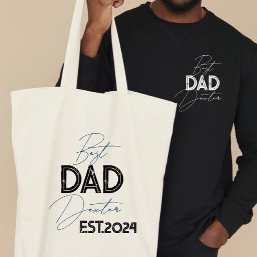 Trendy cadeau voor papa gepersonaliseerde naam ind tote bag