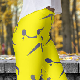 Trendy cadmium geel vrouwen tennis patroon leggings