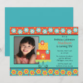 Trendy Cake Photo Birthday Invitation Kaart (Voorkant / Achterkant)