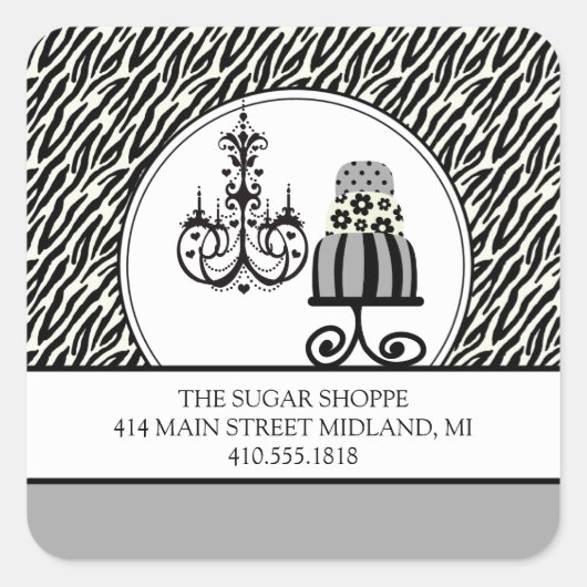 Trendy Cakery Zebra Print Product Label Stickers (Voorkant)