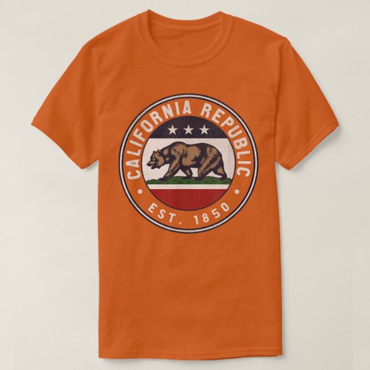 Trendy California Republic Bear Flag Circle Crest  T-shirt (Design voorkant)