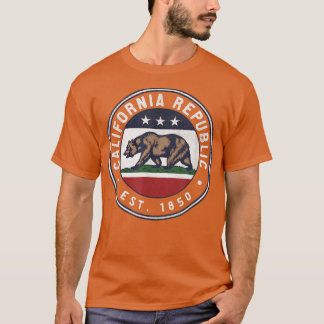 Trendy California Republic Bear Flag Circle Crest T-shirt