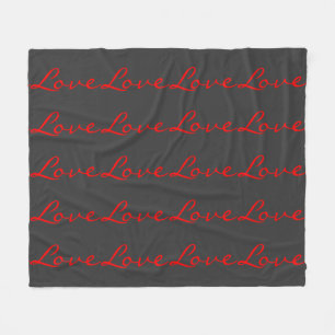 Trendy Calligrafie Grijs Rode Liefde Bruiloft Fleece Deken