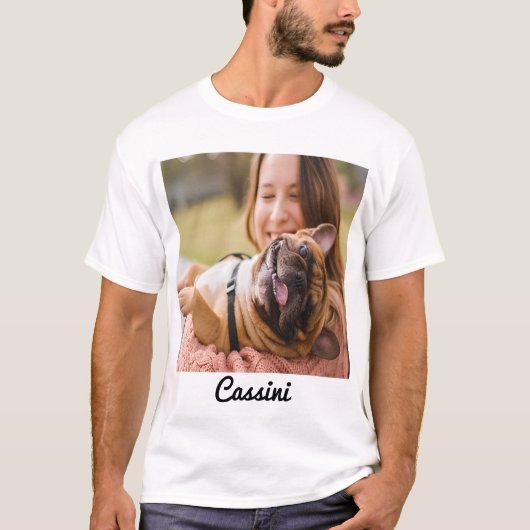 Trendy Calligrafie Script Naam Foto Jubileum T-shirt (Voorkant)