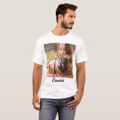 Trendy Calligrafie Script Naam Foto Jubileum T-shirt (Voorkant volledig)