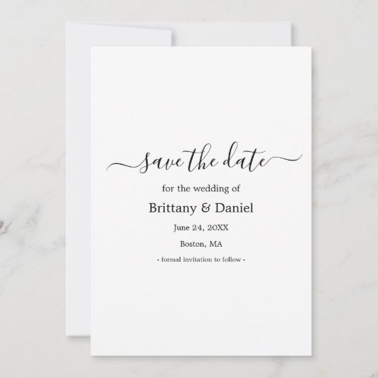 Trendy Calligrafiescript dat Gehuwd wordt Save The Date (Achterkant)