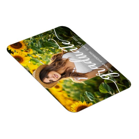 Trendy Calligraphy Afstuderen Notice Foto Magneet (Rechterzijde)