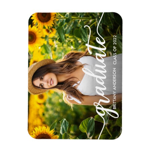 Trendy Calligraphy Afstuderen Notice Foto Magneet (Verticaal)