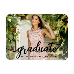 Trendy Calligraphy Afstuderen Photo Annountion Magneet