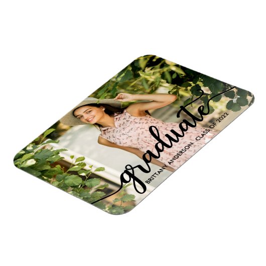 Trendy Calligraphy Afstuderen Photo Annountion Magneet (Linkerzijde)