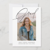 Trendy Calligraphy Drie Foto Budget Afstuderen Kaart (Voorkant)