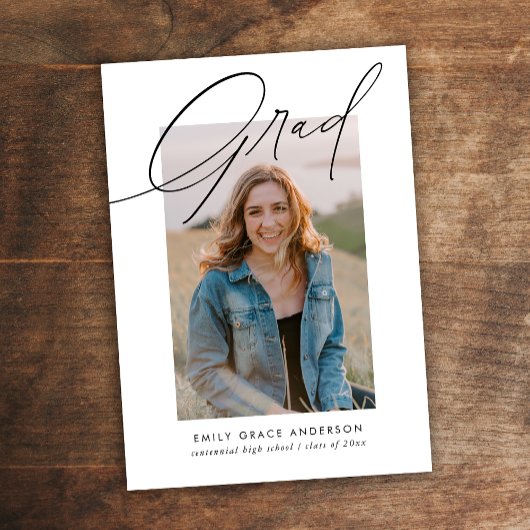 Trendy Calligraphy Drie Foto Budget Afstuderen Kaart
