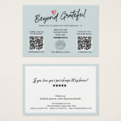 Trendy Calligraphy Dusty Blue QR Code Cadecard Visitekaartje (Voorkant /achterkant)