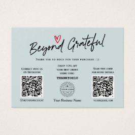 Trendy Calligraphy Dusty Blue QR Code Cadecard Visitekaartje