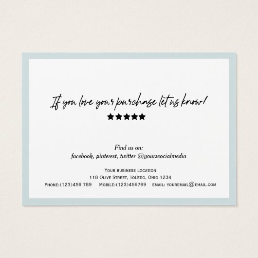 Trendy Calligraphy Dusty Blue QR Code Cadecard Visitekaartje (Achterkant)