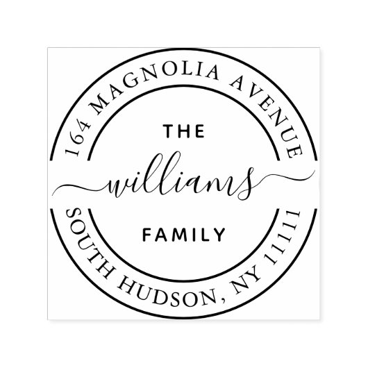 Trendy Calligraphy Family Logo Script Swirl Zelfinktende Stempel (Design)