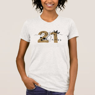 Trendy Calligraphy Gold 21 Birthday Queen Crown T-shirt