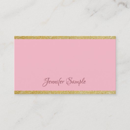 Trendy Calligraphy Gold Glitter Modern Sjabloon Visitekaartje (Voorkant)