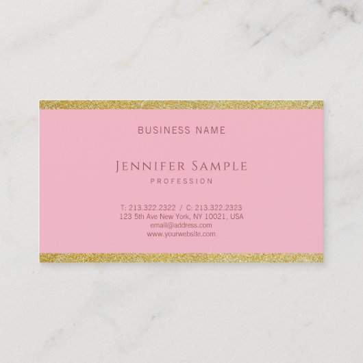 Trendy Calligraphy Gold Glitter Modern Sjabloon Visitekaartje (Achterkant)