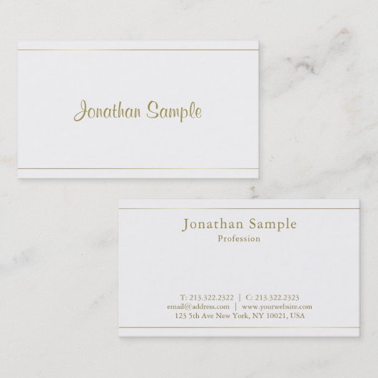 Trendy Calligraphy Gold Script Glamor Luxe Design Visitekaartje (Voorkant / Achterkant)