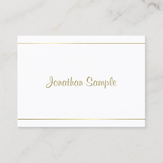 Trendy Calligraphy Gold Script Glamoureuze Luxe Visitekaartje (Voorkant)