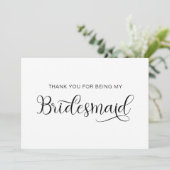 Trendy Calligraphy Hart Swash Bruidsmeisje Bedankkaart (Staand voorkant)