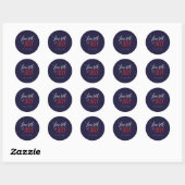 Trendy Calligraphy Red White en Blue 4 juli Ronde Sticker (Vel)