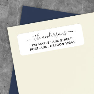 Trendy Calligraphy Script Family Return Address Etiket